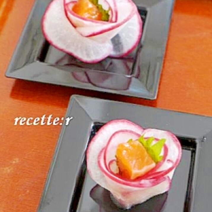 サーモンのマリネと大根の酢漬けのバラ仕立て レシピ 作り方 By Recette R 楽天レシピ サーモンのマリネと大根の酢漬けのバラ仕立て レシピ 作り方 By Recette R 楽天レシピ
